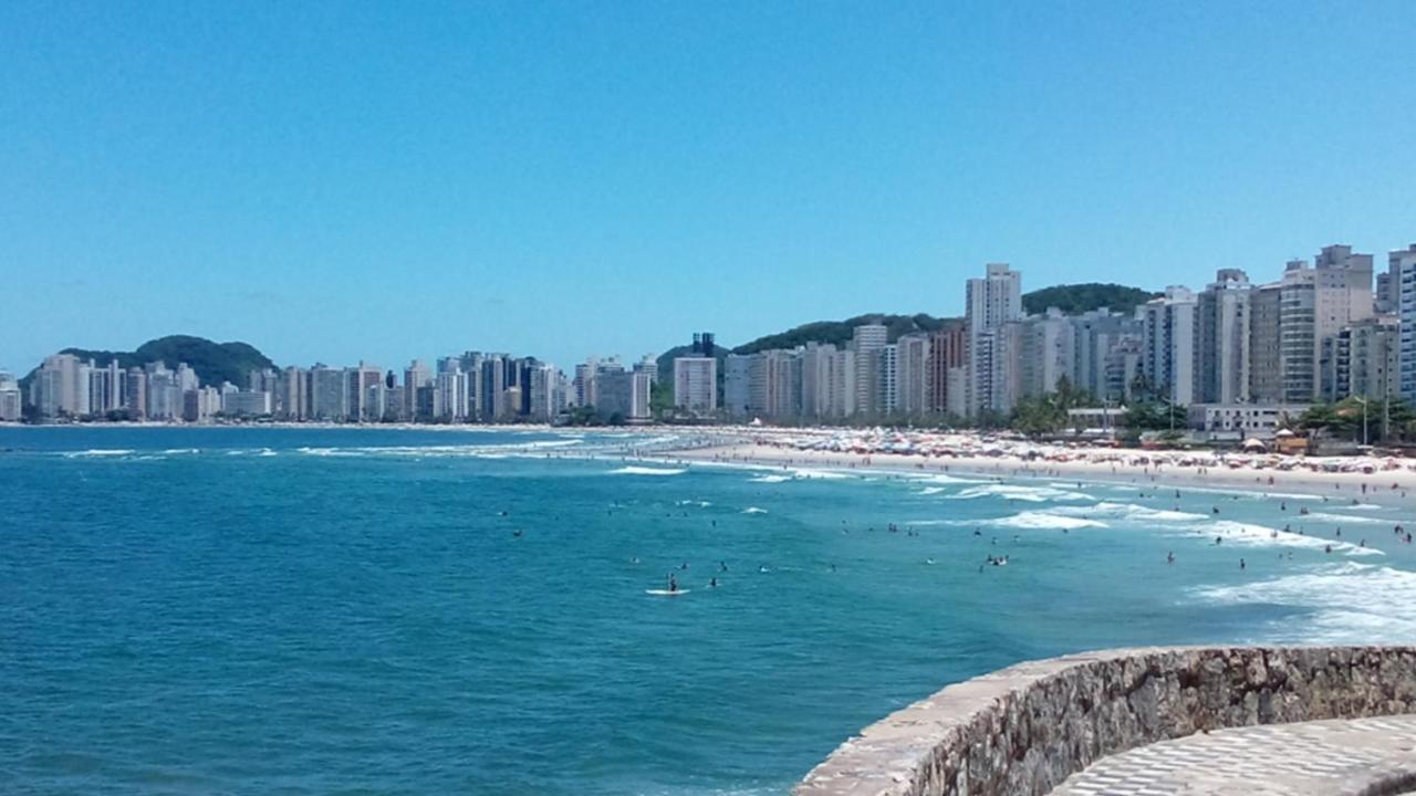 Apartamento Frente Para O Mar ,50 M Da Praia , Ar Condicionado Todos Quartos Guarujá Eksteriør bilde